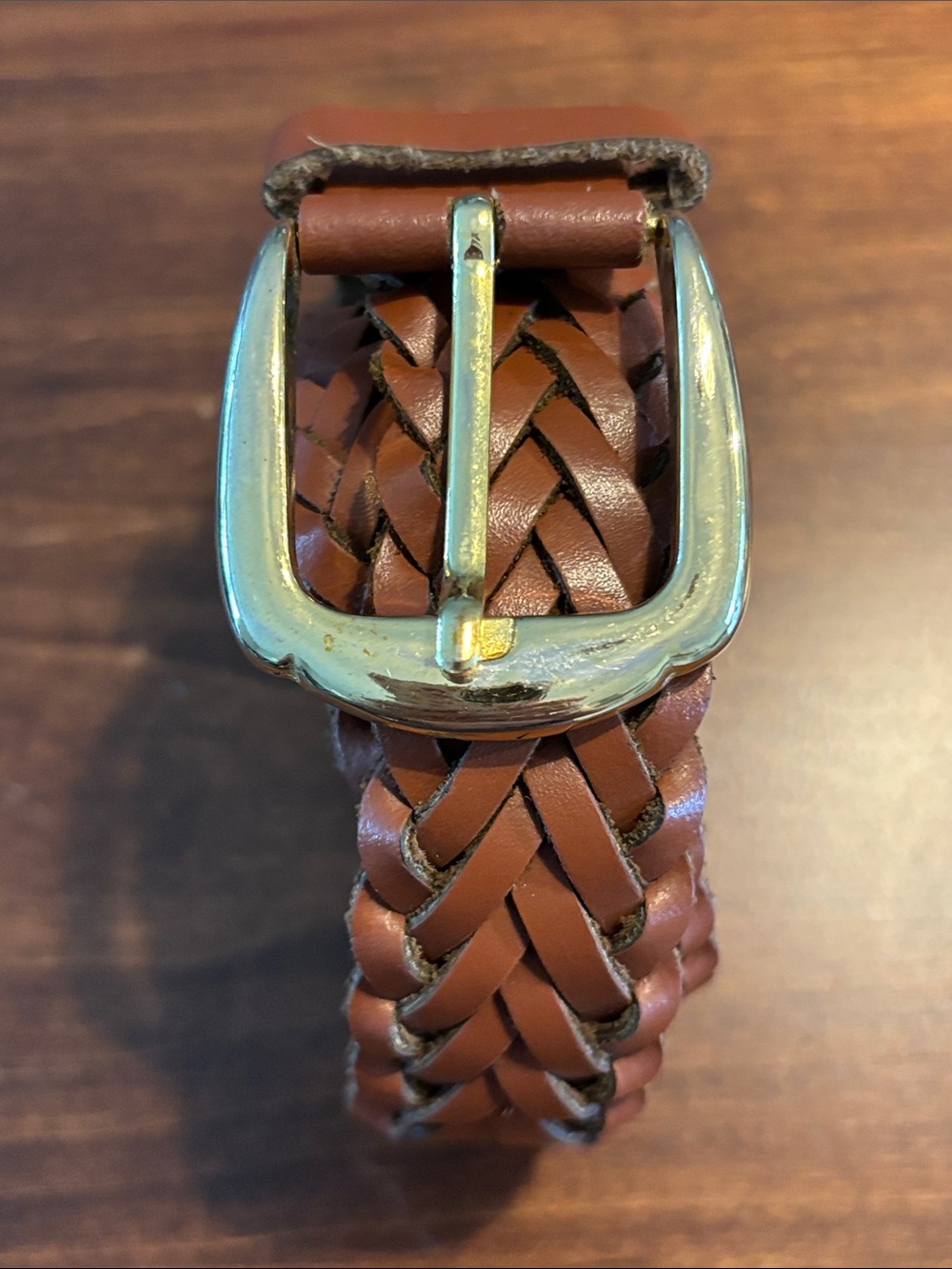Belt - brown woven leather.